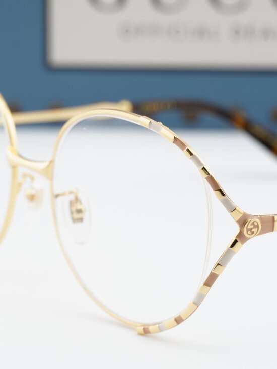 Gucci GG0596OA 002 Round Eyeglasses 58mm - Gold / Pink